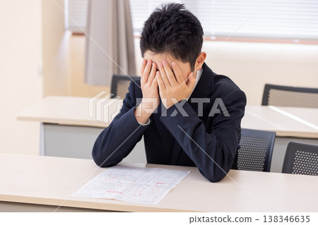 A middle school student who is depressed and crying A middle school student who is depressed and crying 138346635