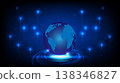 Abstract digital globe with glowing data lights and futuristic interface representing global network 138346827
