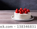 Homemade Strawberry Shortcake (Whole Cake) - Finished Image (Copy space on the left) 138346831