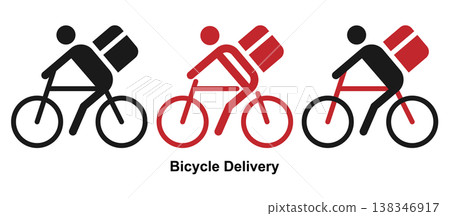 Delivery, takeout, home delivery, bicycle delivery illustration, vector, white background, pictogram, simple. Delivery, takeout, home delivery, bicycle delivery illustration, vector, white background, pictogram, simple. 138346917