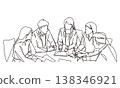 商務會議/研討會場景的線畫插圖素材。 138346921