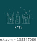 Kyiv landmarks skyline in line style vector illustration 138347080