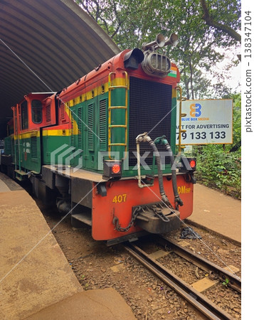 22nd Sep 2024, Matheran, Maharashtra, India: Vintage narrow-gauge toy train standing at the station, part of the historic Matheran Hill Railway. 22nd Sep 2024, Matheran, Maharashtra, India: Vintage narrow-gauge toy train standing at the station, part of the historic Matheran Hill Railway. 138347104