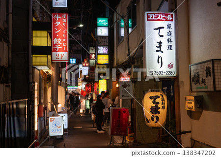 Shimbashi night view of bar district 138347202