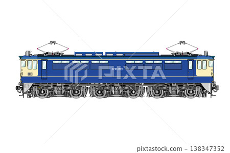 日本國鐵 EF65 直流電力機車的向量圖。 138347352