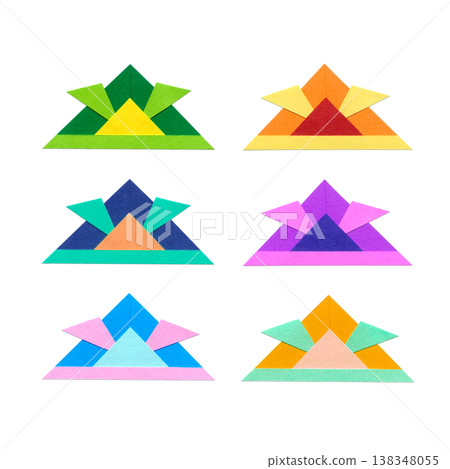 Children's Day Colorful Origami-Style Helmet Collage Illustration Set Children's Day Colorful Origami-Style Helmet Collage Illustration Set 138348055