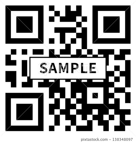 二維碼的範例圖示和“SAMPLE”字樣 二維碼的範例圖示和“SAMPLE”字樣 138348097