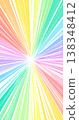 A pastel-colored, rainbow-like flash of converging lines sunburst radial background. Vector material for vertical smartphones. 138348412
