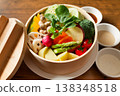 Steamed vegetables 138348518