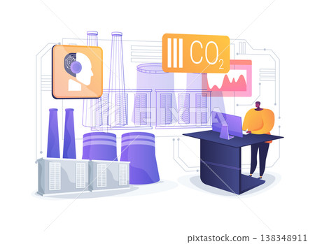 Power Plant Emission Control Twin abstract concept vector illustration. 138348911
