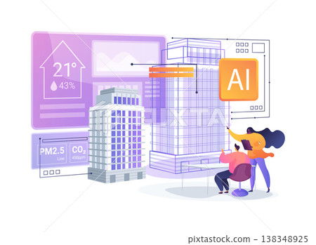 Smart Building Energy Twin abstract concept vector illustration. 138348925