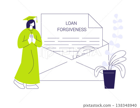 Loan forgiveness isolated cartoon vector illustrations. Loan forgiveness isolated cartoon vector illustrations. 138348940