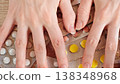 Close-up Hands On Medication Blister Packs. Drug Control, Responsibility And Healthcare Awareness Concept. 138348968