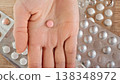 Close-up Tablet In Hand. Medication Responsibility And Healthcare Awareness Concept. 138348972