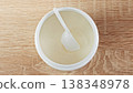 Close-up Scoop Inside Protein Powder Container. Sports Nutrition And Fitness Supplement Preparation Concept. 138348978