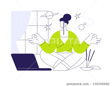 Meditation isolated cartoon vector illustrations. Meditation isolated cartoon vector illustrations. 138348980