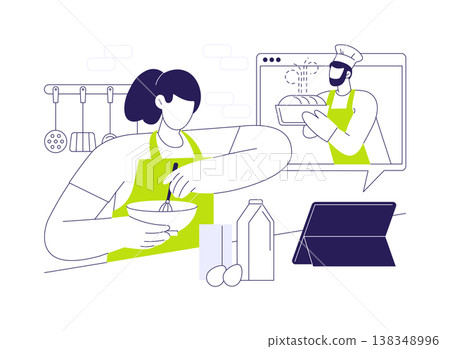 Online baking class isolated cartoon vector illustrations. 138348996