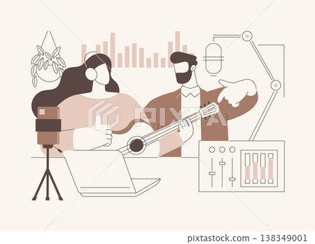 Music blogging isolated cartoon vector illustrations. Music blogging isolated cartoon vector illustrations. 138349001