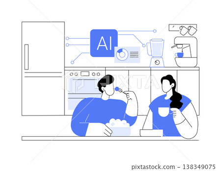 AI-Automated Adaptive Cooking Appliance Control abstract concept vector illustration. 138349075