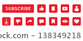 Subscribe button and social media icons set illustration like bell comment share download view profile symbols modern interface design collection for apps web marketing and digital communication 138349218