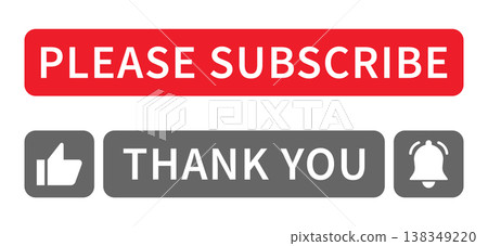 Subscribe banner illustration with like button thank you message and notification bell social media interface concept call to action design clean modern layout engagement marketing promotion elements Subscribe banner illustration with like button thank you message and notification bell social media interface concept call to action design clean modern layout engagement marketing promotion elements 138349220