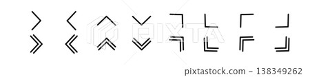 A set of simple angled arrow icons. A set of simple angled arrow icons. 138349262