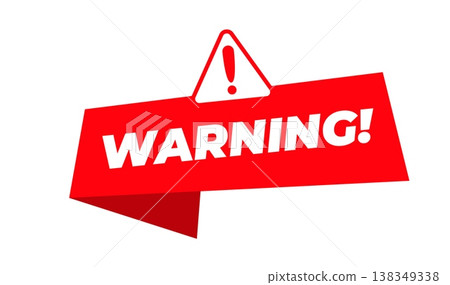 Isolated warning banner featuring a bold attention sign in a clean flat style, designed for announcements, safety messages, web headers, application interfaces, and printable alert materials. Vector Isolated warning banner featuring a bold attention sign in a clean flat style, designed for announcements, safety messages, web headers, application interfaces, and printable alert materials. Vector 138349338
