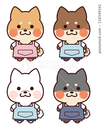 A Shiba Inu wearing pants and an apron 138349342