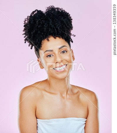 Face, beauty and happy woman, natural and dermatology with clean skin, wellness and glow on pink background. Skincare, antiaging and cosmetics care, spa treatment and fresh with hygiene in studio Face, beauty and happy woman, natural and dermatology with clean skin, wellness and glow on pink background. Skincare, antiaging and cosmetics care, spa treatment and fresh with hygiene in studio 138349359
