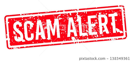 Vector art of a red scam alert rubber stamp with bold distressed lettering and textured imprint effect, isolated on a clean background and created for fraud prevention campaigns, cybersecurity Vector art of a red scam alert rubber stamp with bold distressed lettering and textured imprint effect, isolated on a clean background and created for fraud prevention campaigns, cybersecurity 138349361