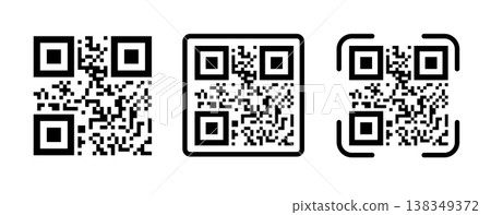 Scan QR code icon in a clean flat style, featuring a digital scanning symbol optimized for smartphone payment systems, mobile applications, contactless transactions, and modern financial technology 138349372