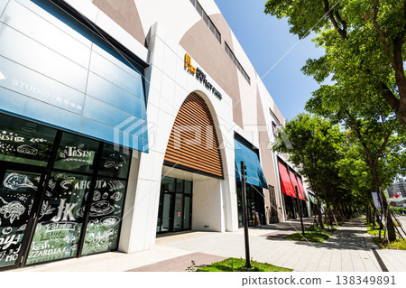 Low-angle view of the Mitsui Outlet Park Linkou in New Taipei City, Taiwan. It is Mitsui Fudosan's third overseas base. Low-angle view of the Mitsui Outlet Park Linkou in New Taipei City, Taiwan. It is Mitsui Fudosan's third overseas base. 138349891