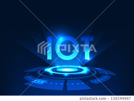 Internet of Things technology IoT placed on the technology circle Allows real-time access to devices in a system connected to the cloud and the internet. Vector illustration Internet of Things technology IoT placed on the technology circle Allows real-time access to devices in a system connected to the cloud and the internet. Vector illustration 138349997
