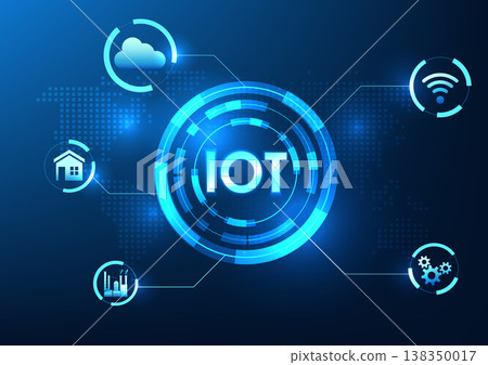 Internet of Things technology IoT placed on the technology circle Allows real-time access to equipment as a system connected to the cloud and the internet. Technology Vector illustration Internet of Things technology IoT placed on the technology circle Allows real-time access to equipment as a system connected to the cloud and the internet. Technology Vector illustration 138350017