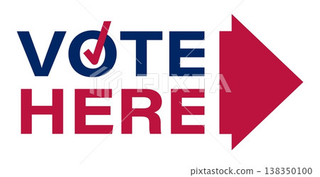 Isometric a vote here sign with a red arrow pointing to it. Cartoon 3D vector on blue background Isometric a vote here sign with a red arrow pointing to it. Cartoon 3D vector on blue background 138350100