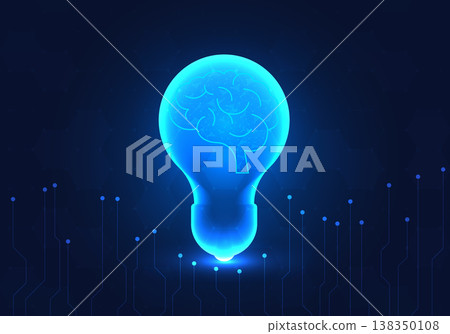Light bulb has a brain inside. Refers to the brain of the artificial intelligence system that helps humans come up with new job ideas to offer customers and also helps solve business problems. Light bulb has a brain inside. Refers to the brain of the artificial intelligence system that helps humans come up with new job ideas to offer customers and also helps solve business problems. 138350108