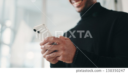 Hands, business and man with phone in office for research, browsing website and property price. Smile, male person and mobile to schedule viewing, contact client and buyer inquiry for resale auction Hands, business and man with phone in office for research, browsing website and property price. Smile, male person and mobile to schedule viewing, contact client and buyer inquiry for resale auction 138350247