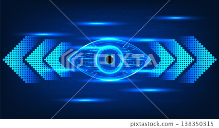 Eye technology with side arrows The concept of searching for information to be used in solving problems through the Internet network that the artificial intelligence system helps. Eye technology with side arrows The concept of searching for information to be used in solving problems through the Internet network that the artificial intelligence system helps. 138350315