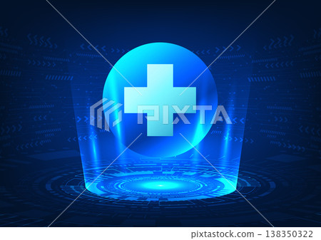 Medical technology with tech circle background with tech circuit board Modern medical technology uses information from networks around the world to help heal patients faster. 138350322