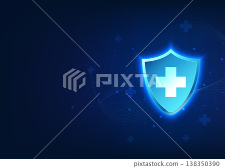 Medical technology with the Medical Neutrality symbol on the back is a shield. It means that technology and medicine are things that prevent disease and cure the patient's symptoms. 138350390