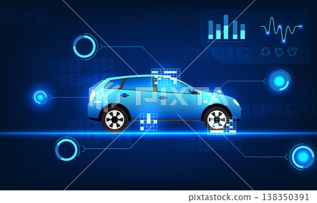 Modern car technology can control the operation and check the condition of the car through the smartphone application. Convenient and fast for users Cars with technology circle connectors Modern car technology can control the operation and check the condition of the car through the smartphone application. Convenient and fast for users Cars with technology circle connectors 138350391