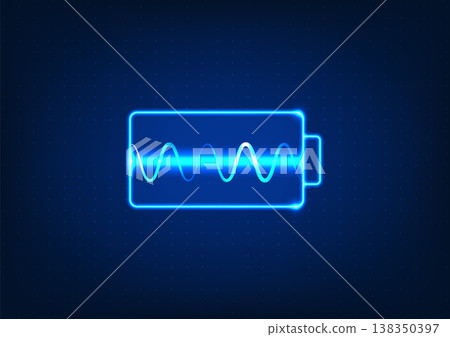 Battery technology inside has a wave. Refers to the battery inside which has electrical energy stored in order to supply electricity to electrical devices. technology concept vector illustration. Battery technology inside has a wave. Refers to the battery inside which has electrical energy stored in order to supply electricity to electrical devices. technology concept vector illustration. 138350397