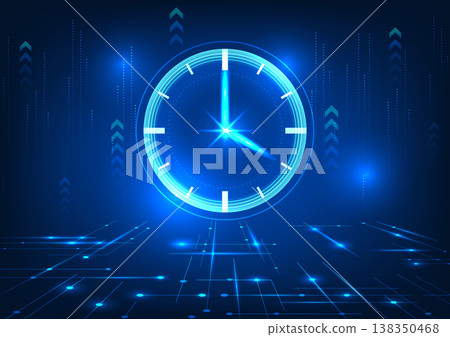 Time technology The back of the watch has an arrow dial. The floor below is a circuit line. Shows the time that determines the allocation of time within an organization to work toward goals. 138350468