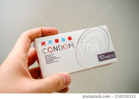 The box of contraceptives in the hand 138350513