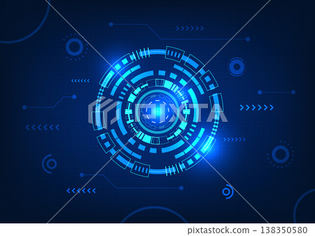Technology circle background With the connection circuit on the side, the background uses blue tones. Refers to the data processor that receives from the network and transforms the data. Technology circle background With the connection circuit on the side, the background uses blue tones. Refers to the data processor that receives from the network and transforms the data. 138350580