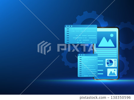 Software development technology Smartphone display screen, a screen that shows code command information, refers to software that has code command to execute commands into the mobile phone. 138350596