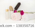 serum, brush comb health care for hairs and terry cloth of lifestyle woman 138350716