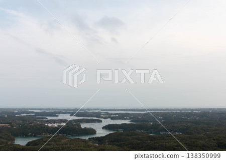 Beautiful islands and Ago Bay as seen from Yokoyama Observatory in Ise-Shima National Park. 138350999