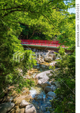 A scene from the Yunoyama Onsen hot spring town: "Aotaki Bridge" (Komono Town, Mie Prefecture) 138351015