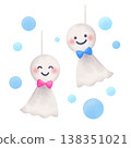Cute teru teru bozu and fluffy blue circle 138351021